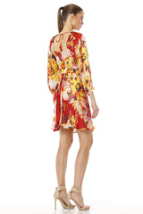 Aeneas Dress with Long Puff Sleeves & Sexy Cut Out Dress