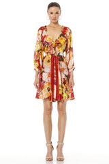Aeneas Dress with Long Puff Sleeves & Sexy Cut Out Dress