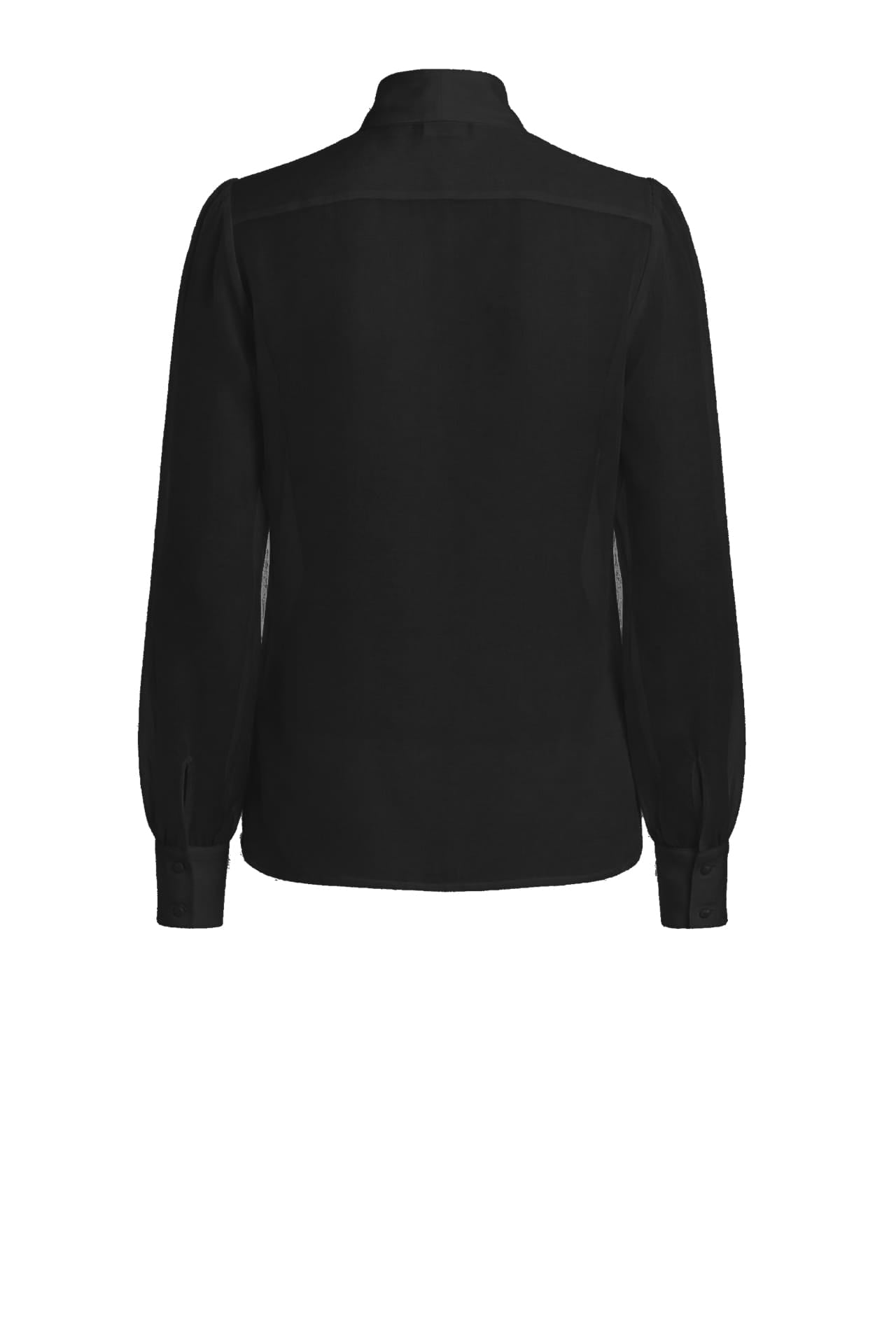 Black Sheer Organza Tie-Neck Shirt