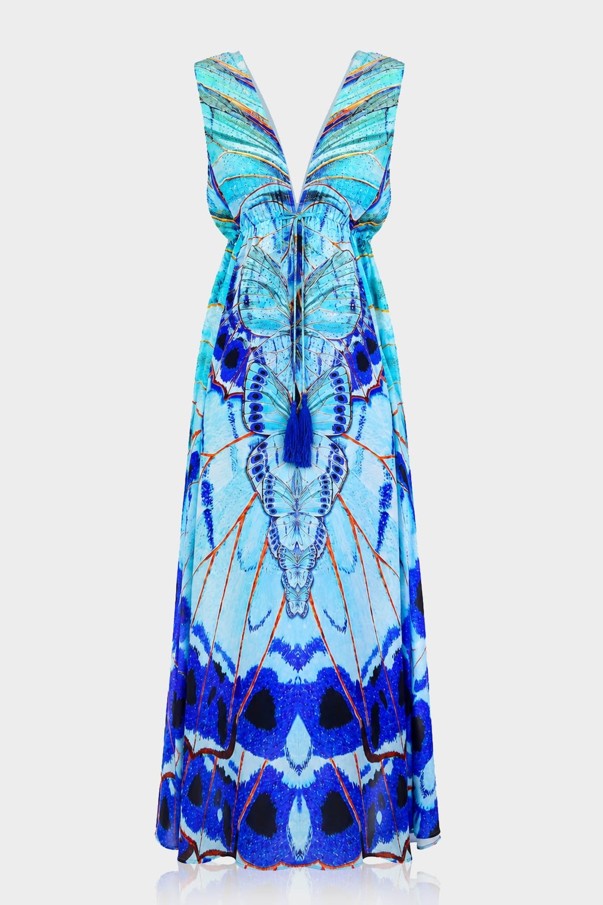 Annabella Butteryfly Print Blue Maxi Dress