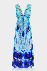 Annabella Butteryfly Print Blue Maxi Dress