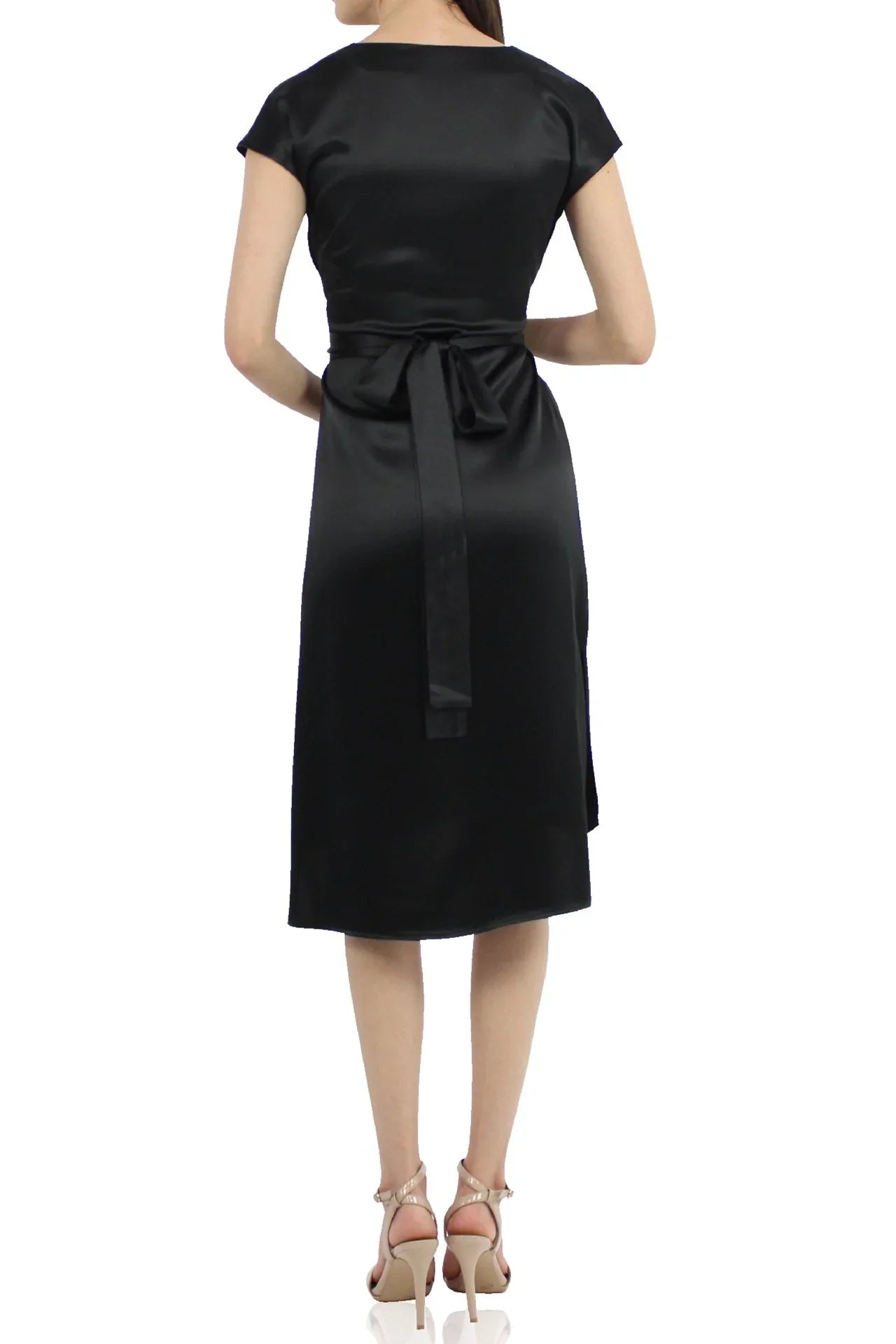 Belted Midi Dress In Black