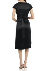 Belted Midi Dress In Black