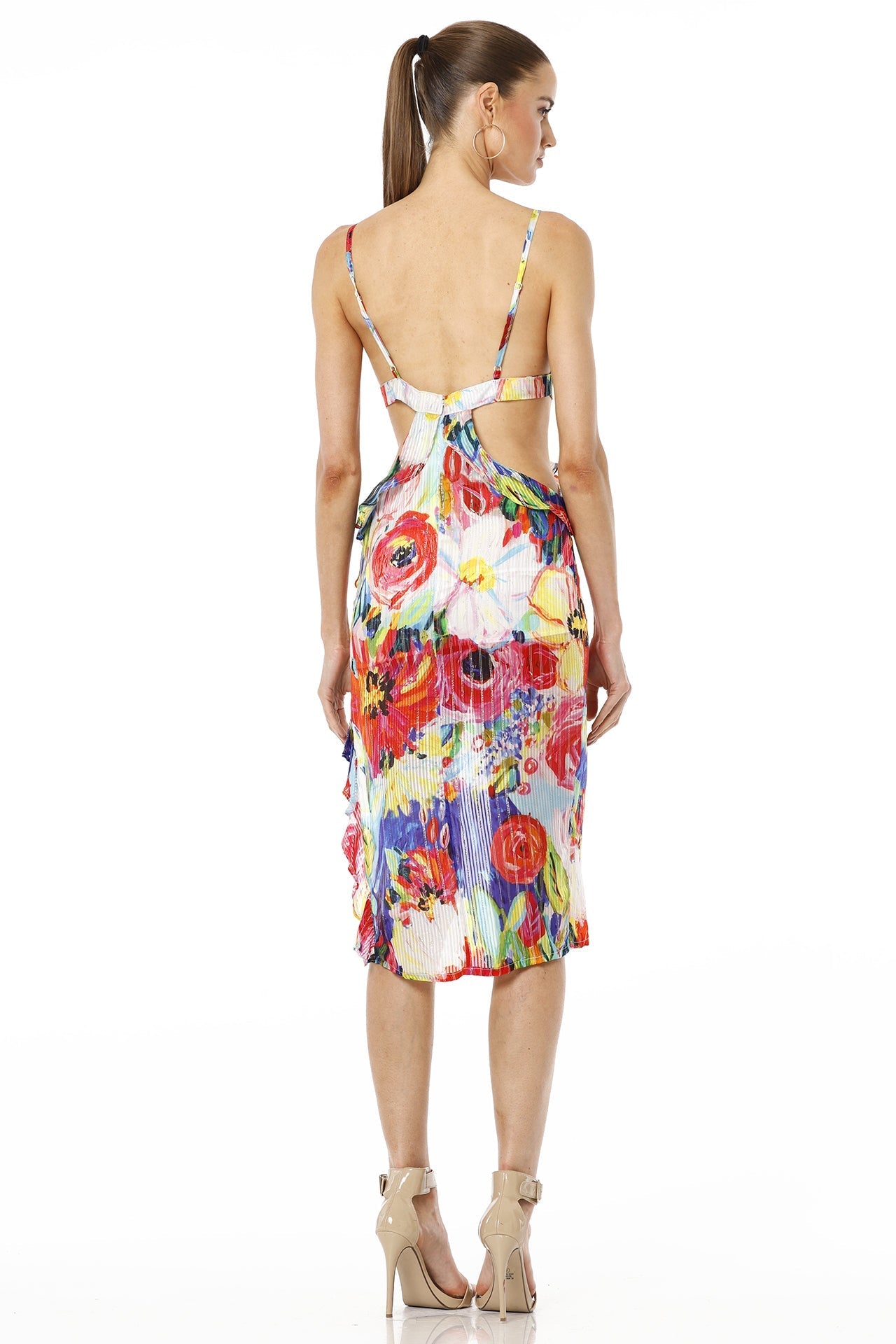 Alba Short Multicolor Floral Side Cut Out Dress