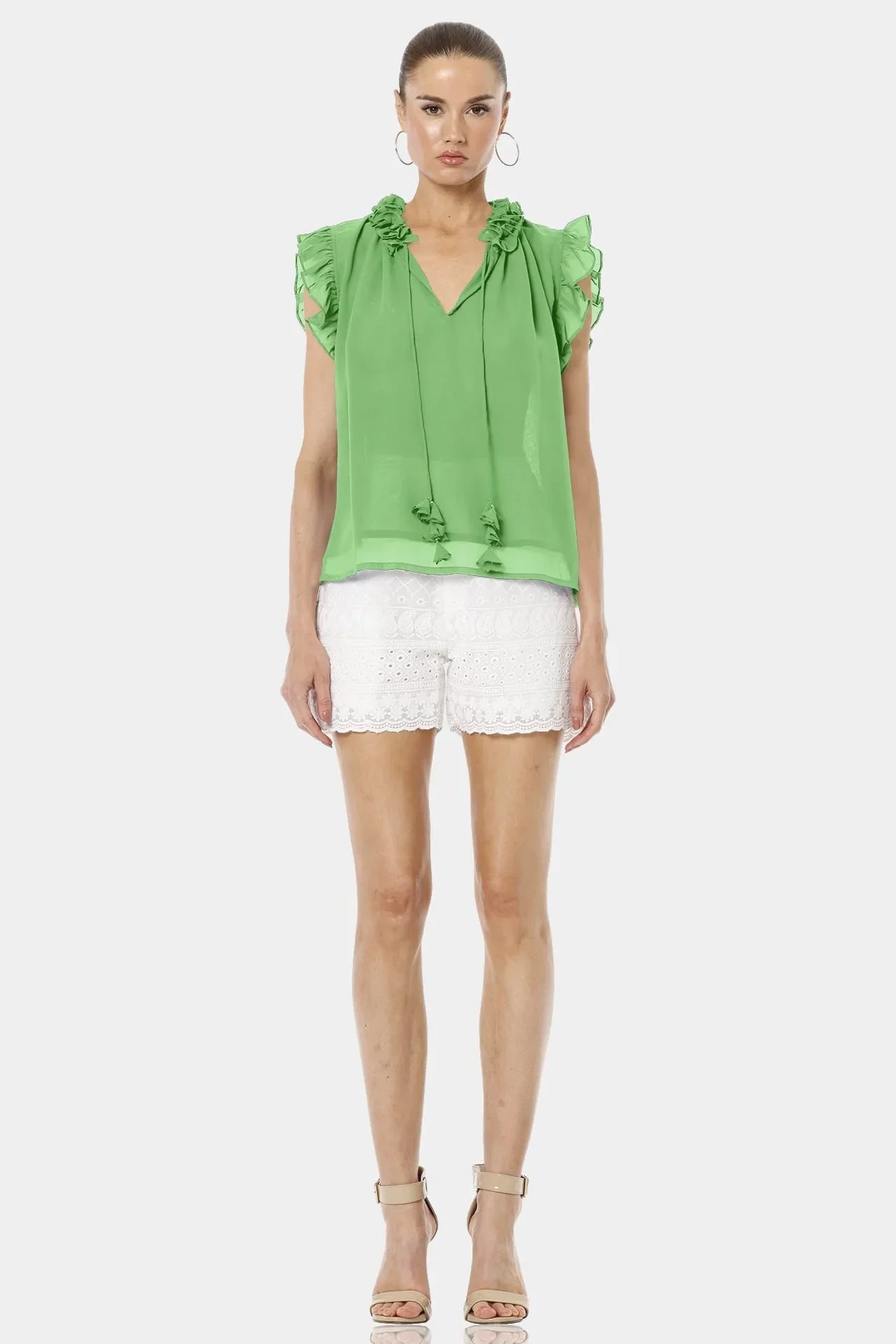Aphrodite Mint Green Deep V-Neck Top