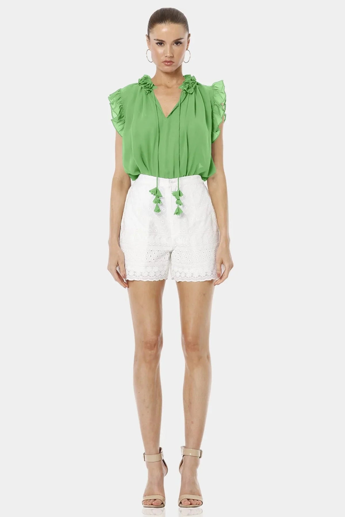 Aphrodite Mint Green Deep V-Neck Top