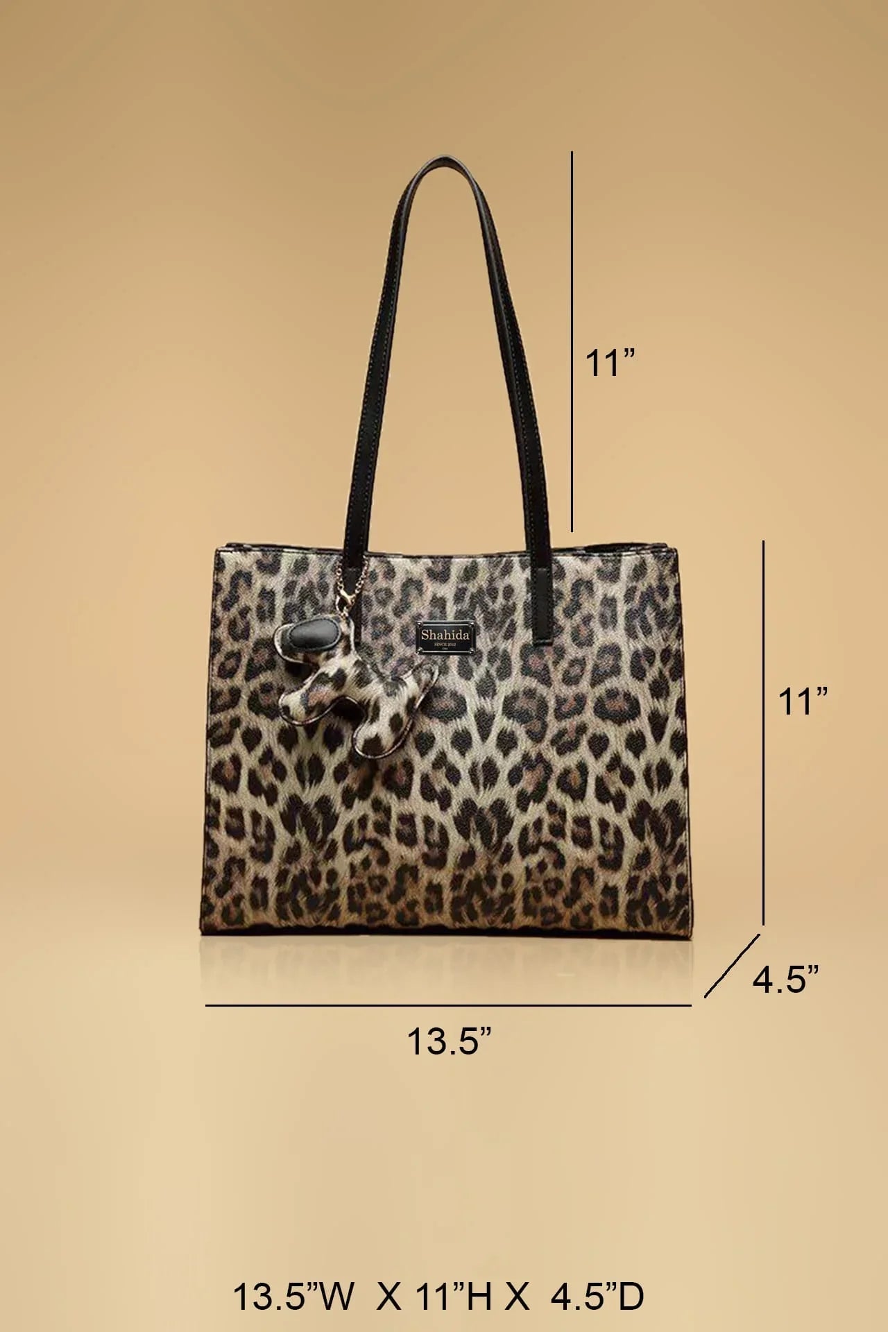 Animal Print Shoulder Bag With Keychain Charm
