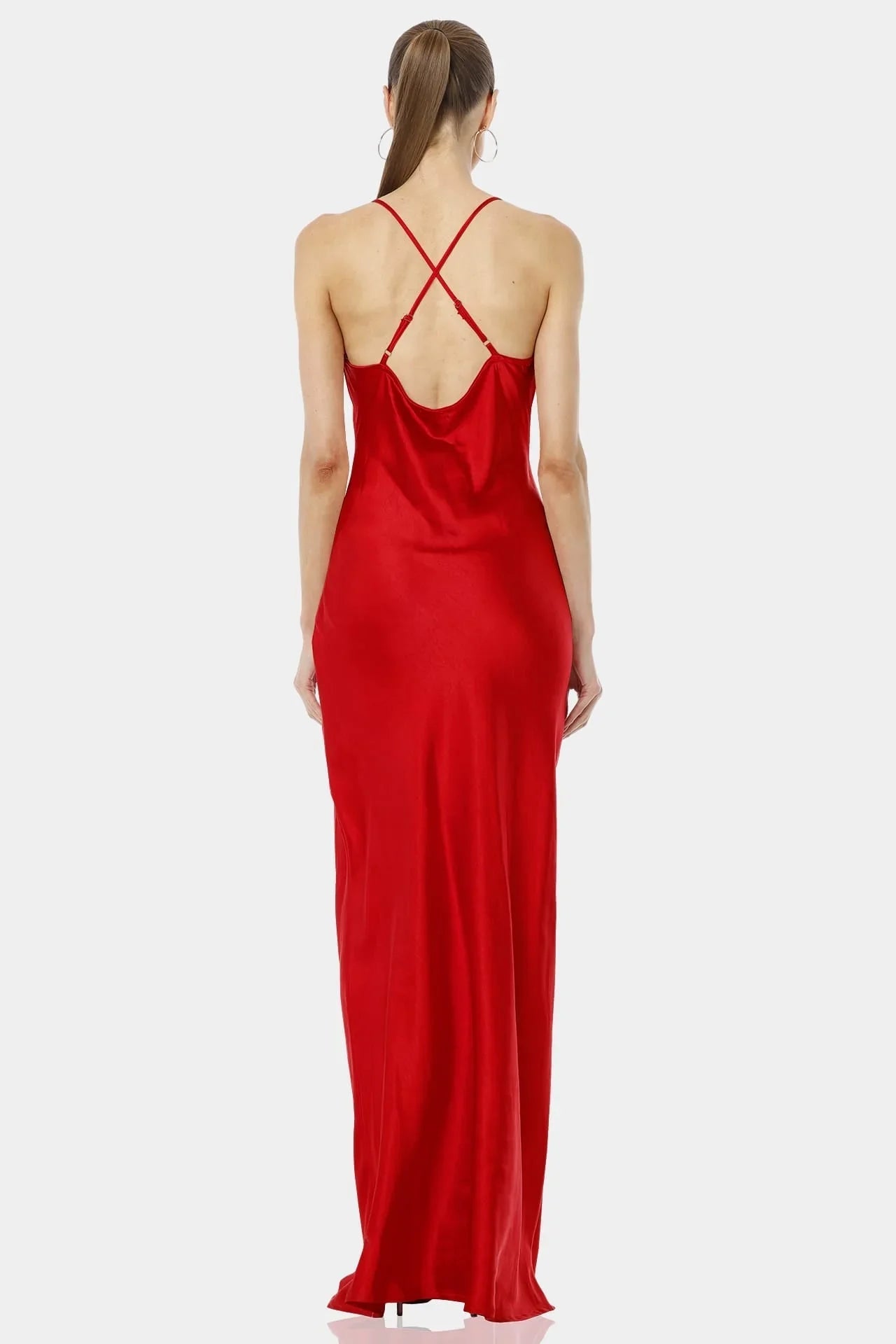 Aura Red Seductive Long Bodycon Dress