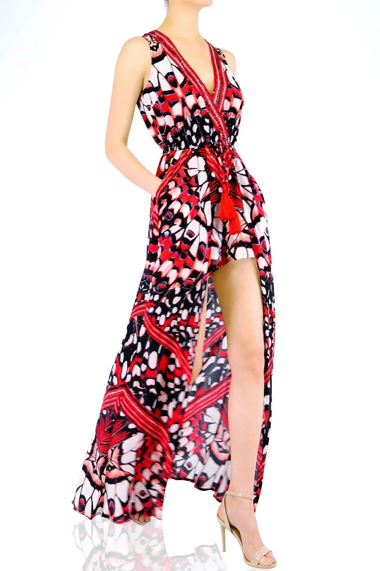 Annabella Butterfly Print High Low Romper