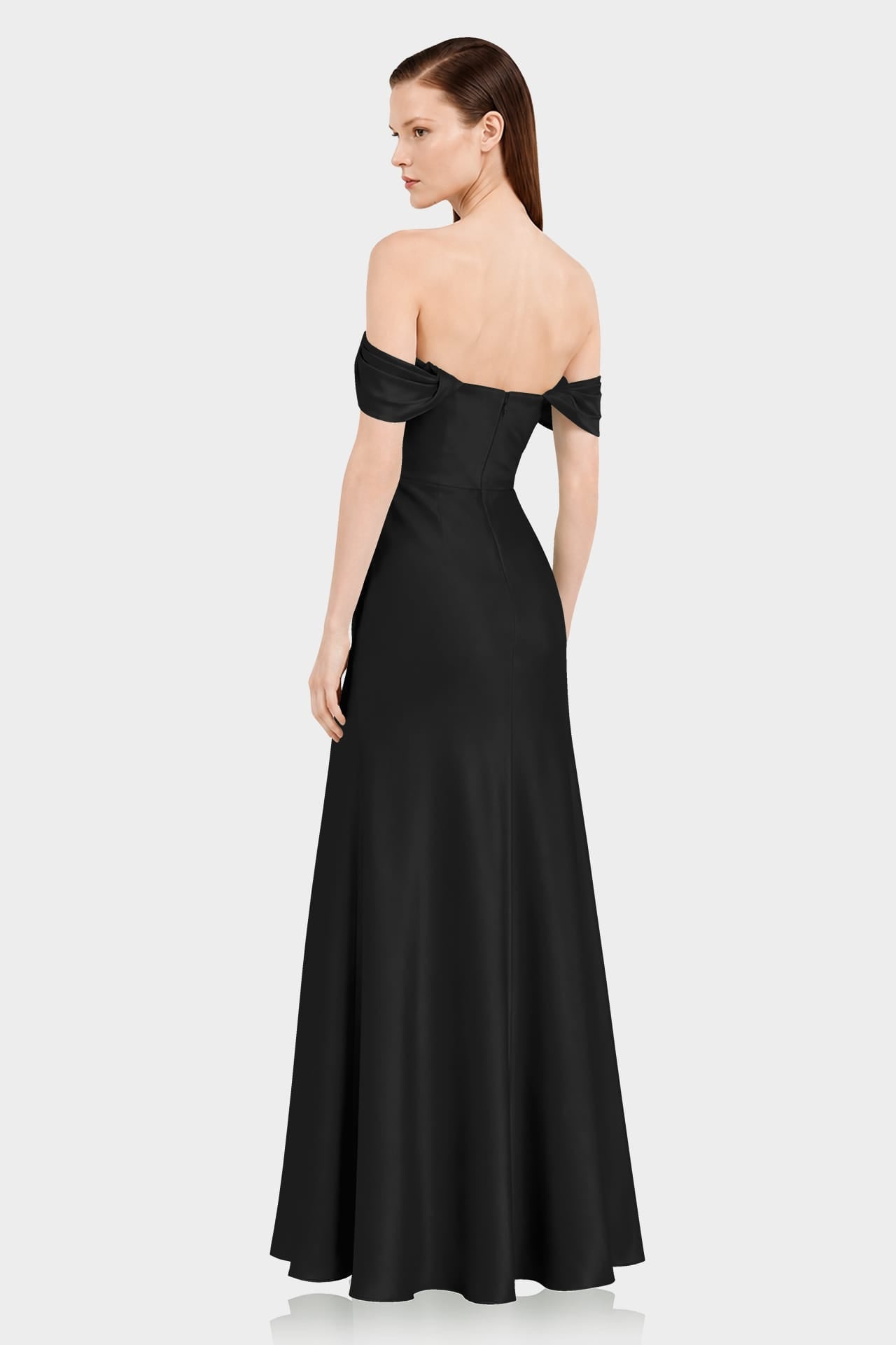 Black Designer Multiway Satin Bridesmaid Maxi Dress with Convertible Neckline