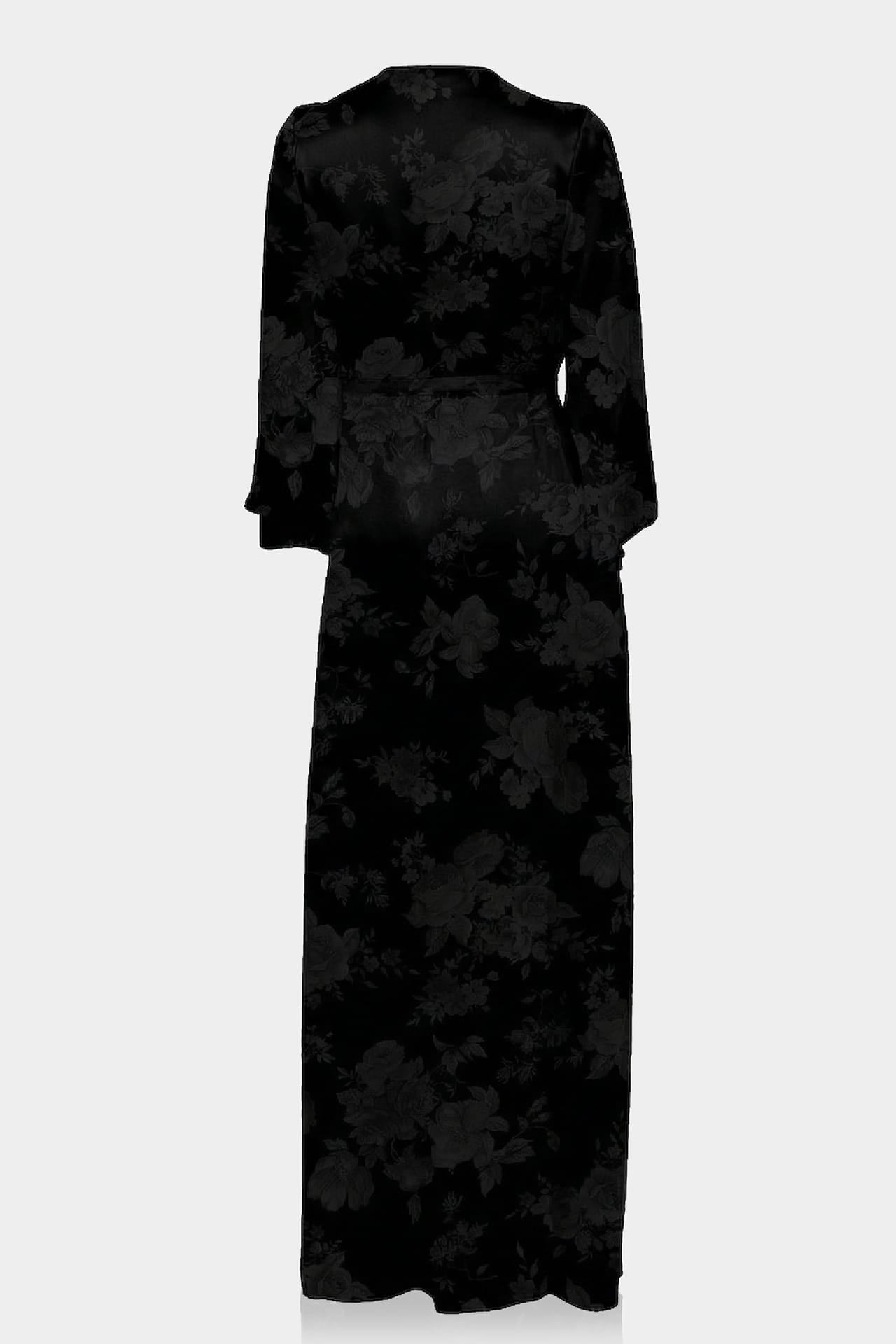 Black Long Sleeve Satin Maxi Dress – Formal Wedding Guest Dress