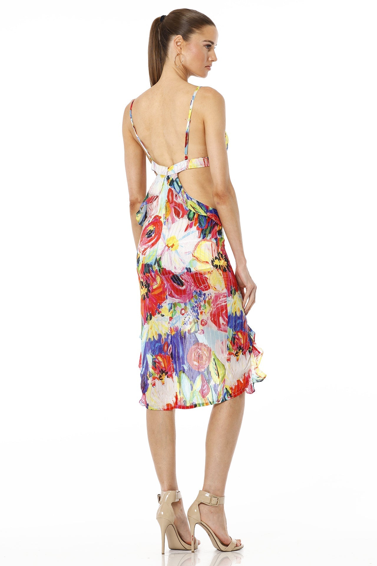 Alba Short Multicolor Floral Side Cut Out Dress