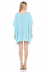 Aqua Blue Viscose Silk Kaftan Top