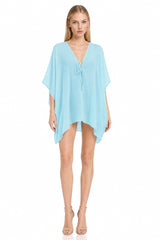 Aqua Blue Viscose Silk Kaftan Top