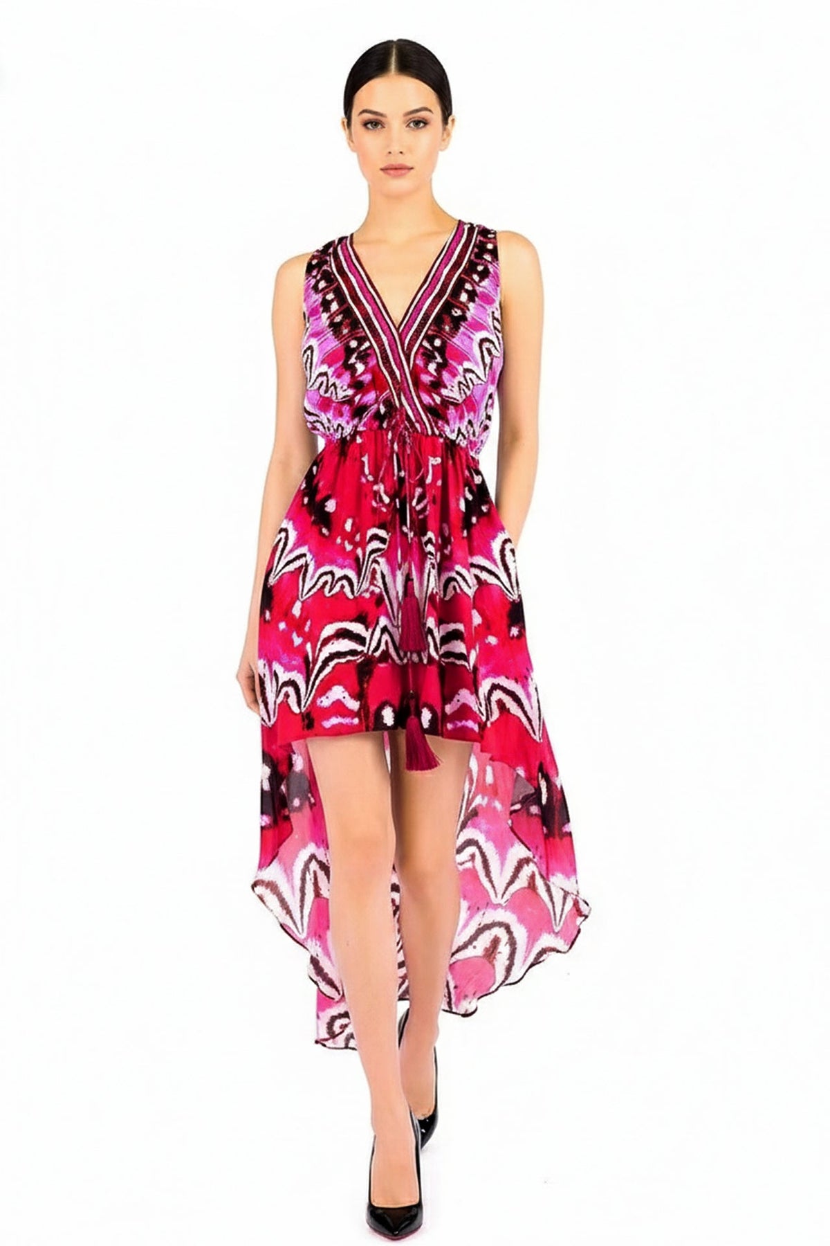 Annabella Butterfly-Print Handkerchief Kieran Hi-Low dress