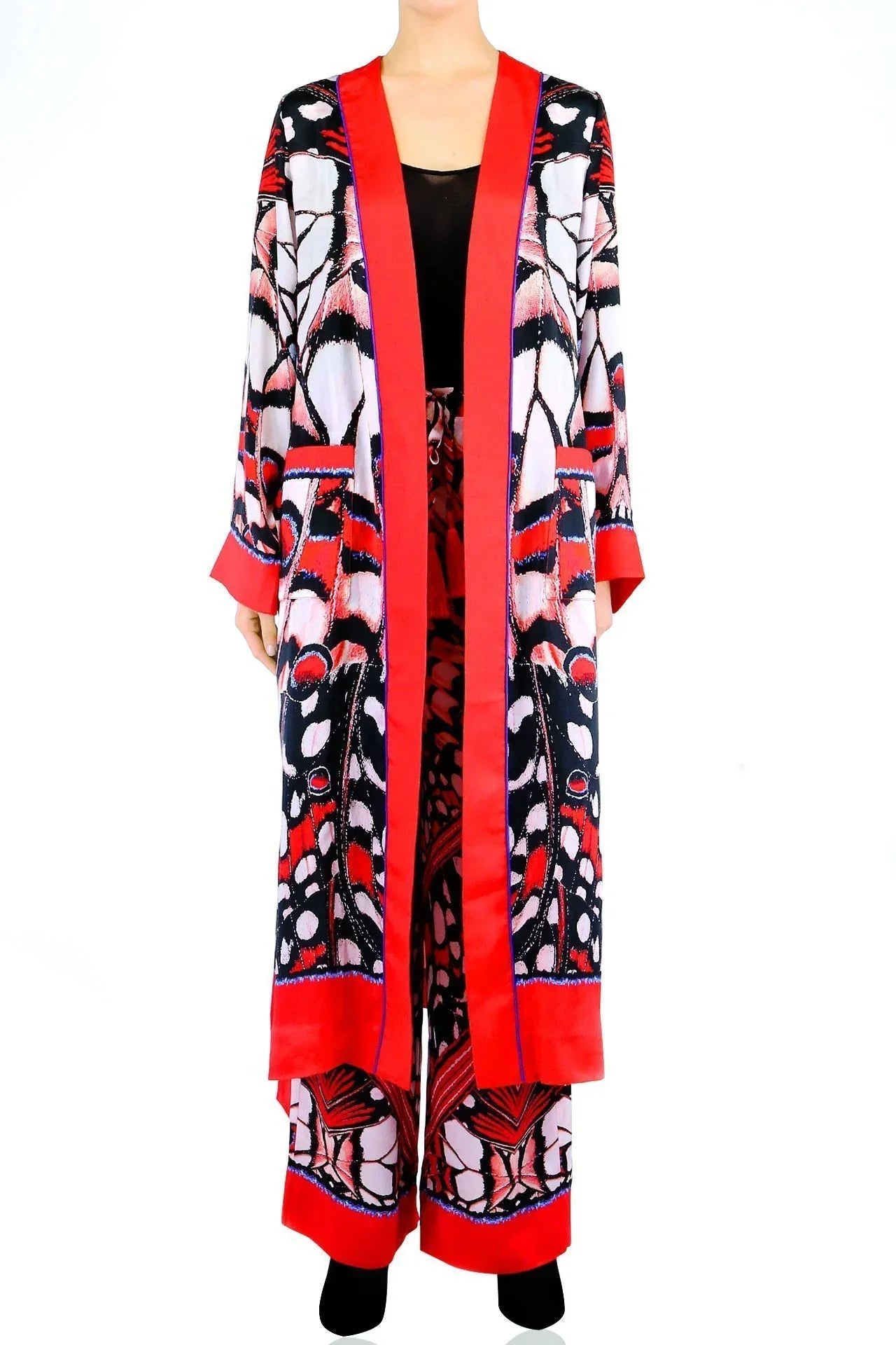 Annabella Butterfly Print Handkerchief-Hem Pants