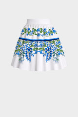 Blue Floral High Rise Mini Skirt with Tiered Hem