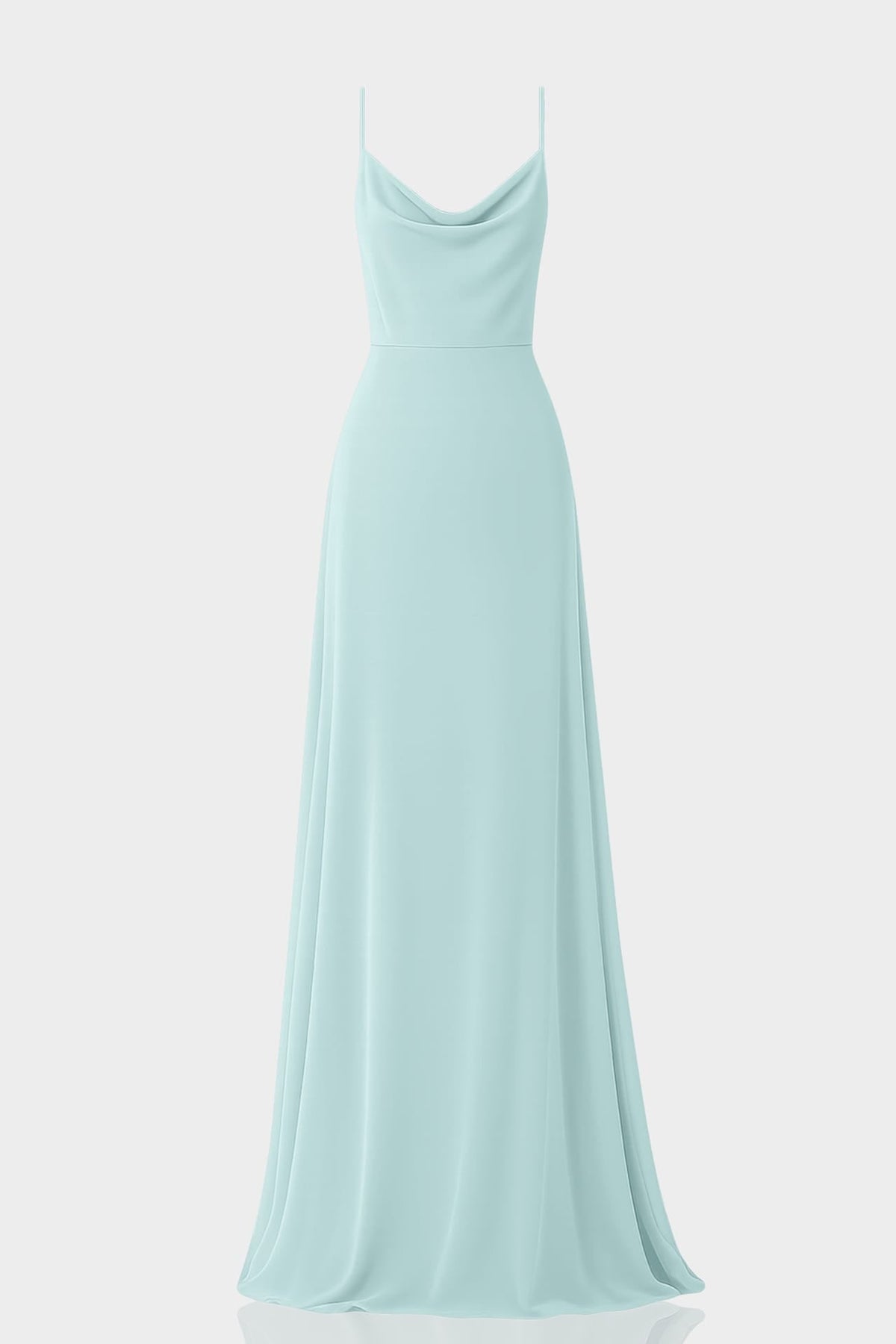 Aqua Green Chiffon Cowl Neck Maxi Dress