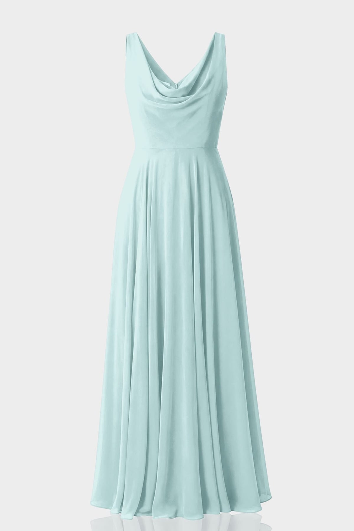 Aqua Green Cowl Neck Chiffon Fit & Flare Maxi Dress