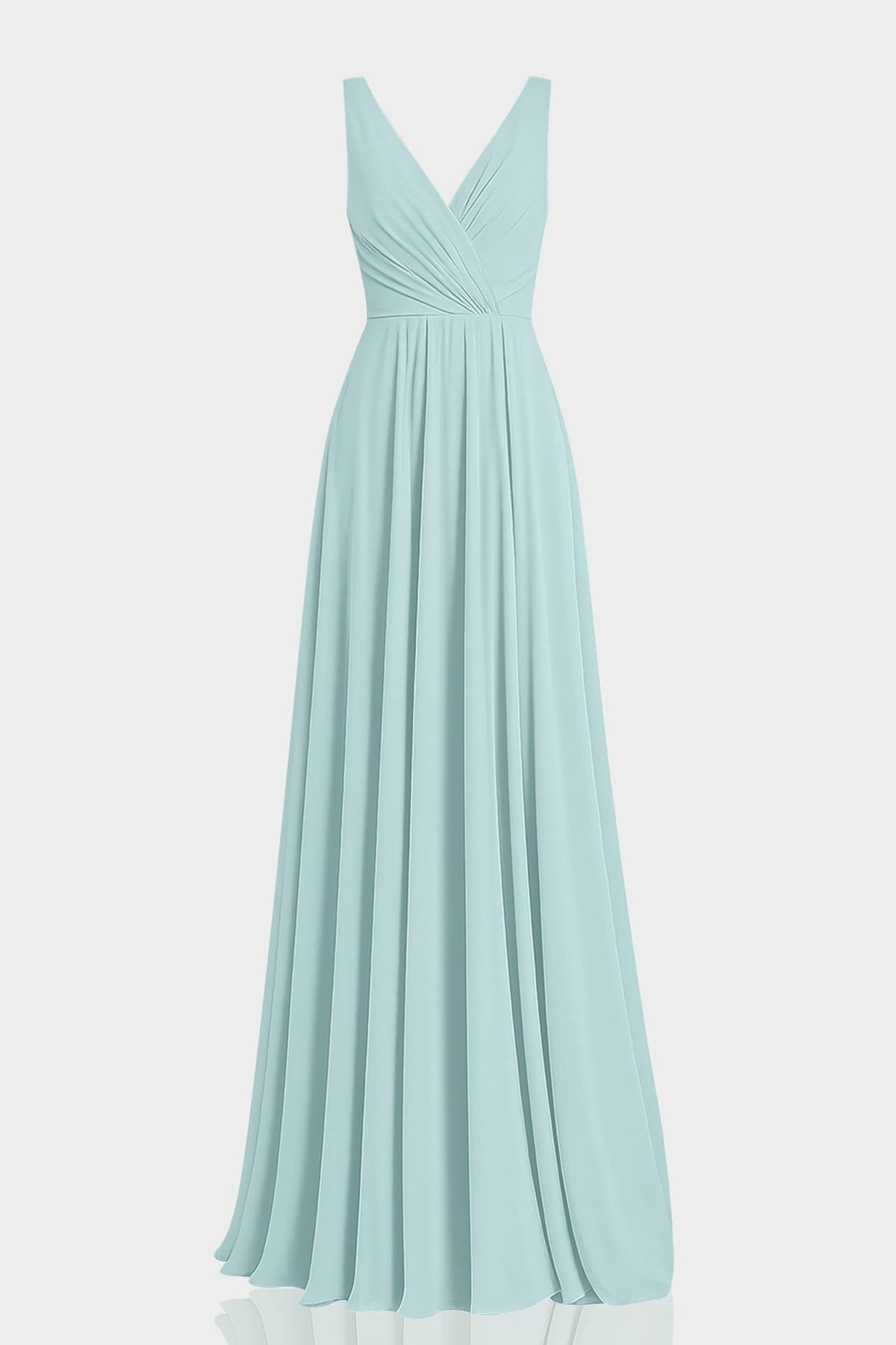 Aqua Green Fit & Flare V-Neck Chiffon Maxi Dress