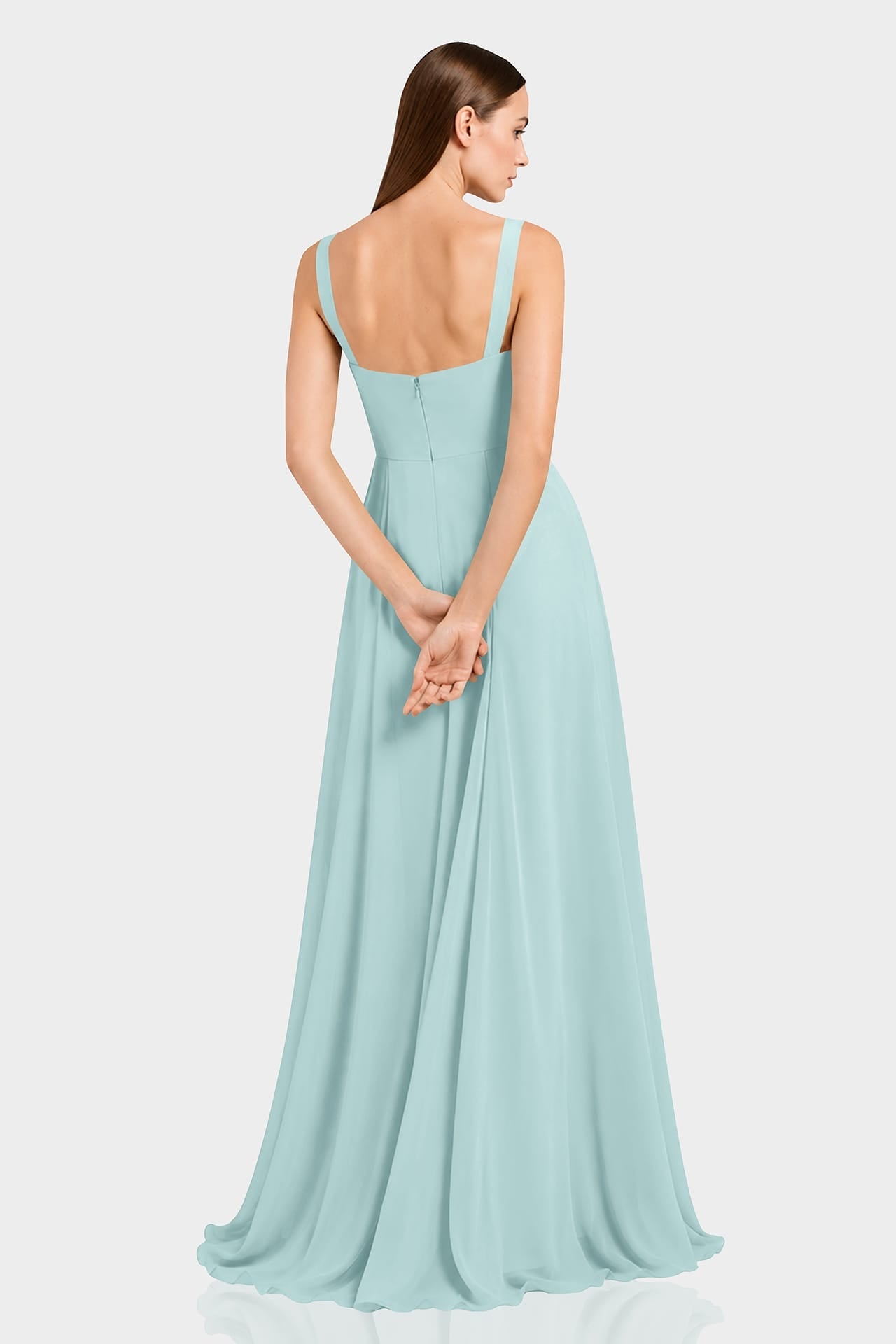 Aqua Green Sweetheart Neck Satin Maxi Dress