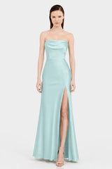 Aqua Green Convertible Matte Satin Maxi Dress