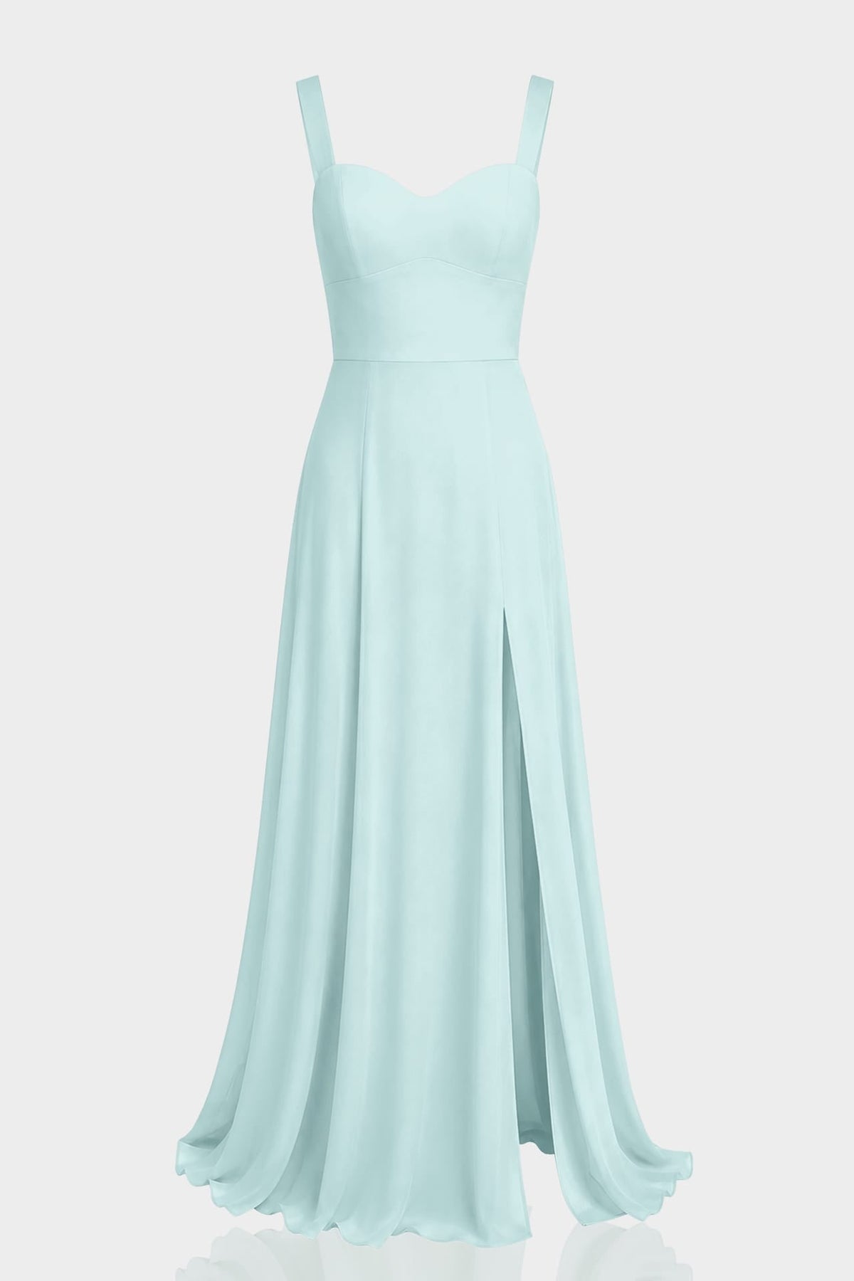 Aqua Green Sweetheart Neck Satin Maxi Dress