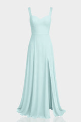 Aqua Green Sweetheart Neck Satin Maxi Dress