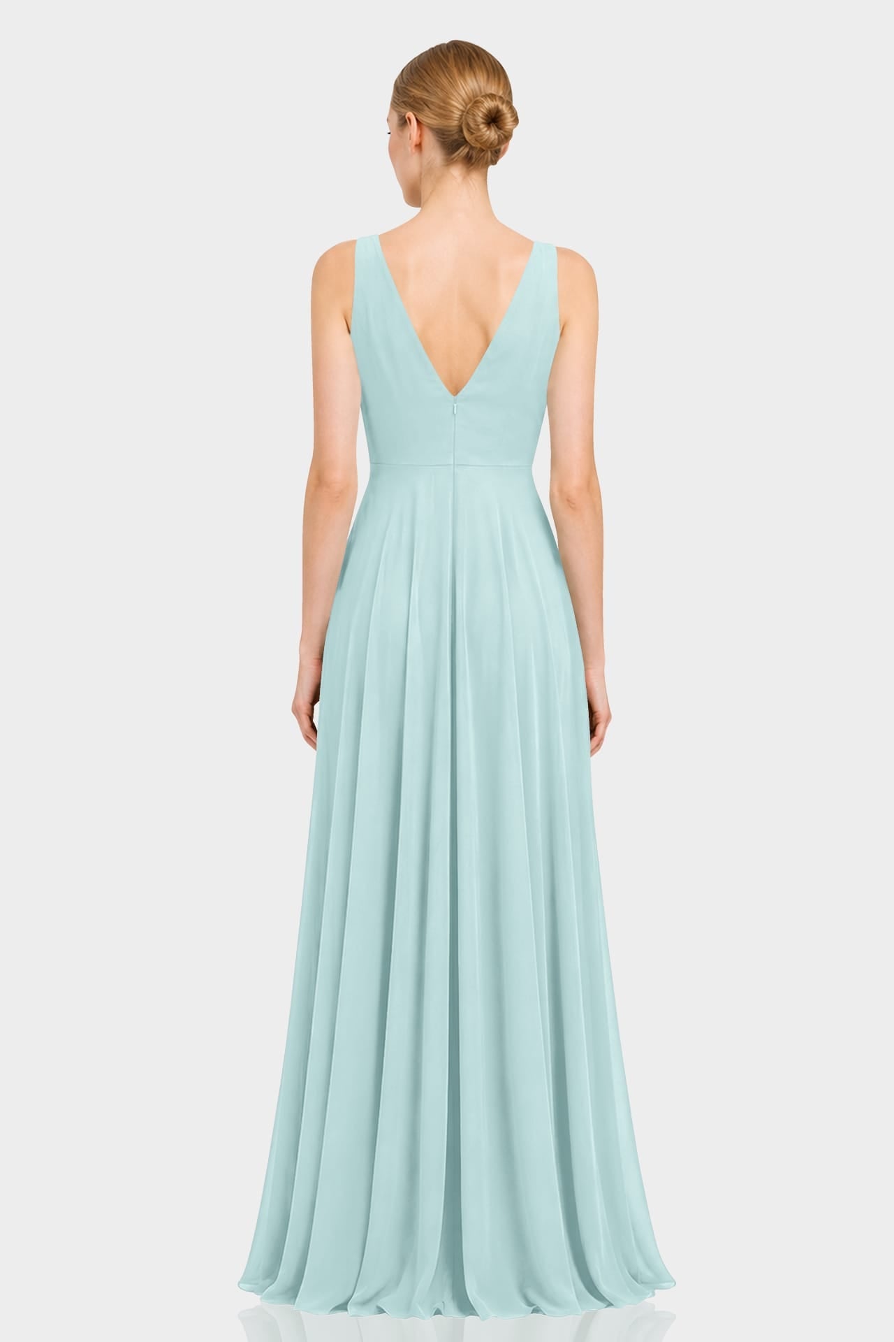Aqua Green Cowl Neck Chiffon Fit & Flare Maxi Dress