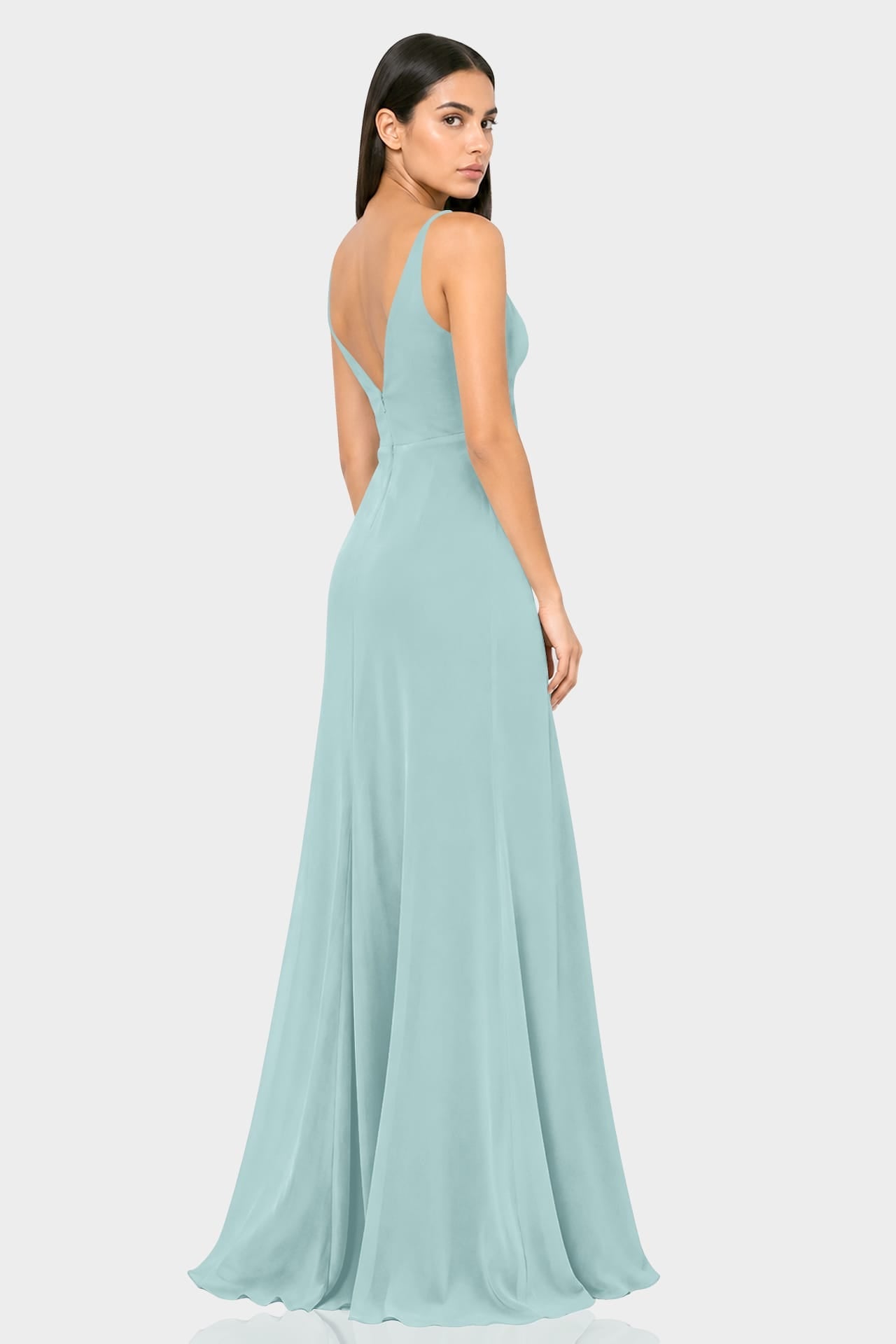 Aqua Green Cowl Neck Chiffon Fit & Flare Maxi Dress
