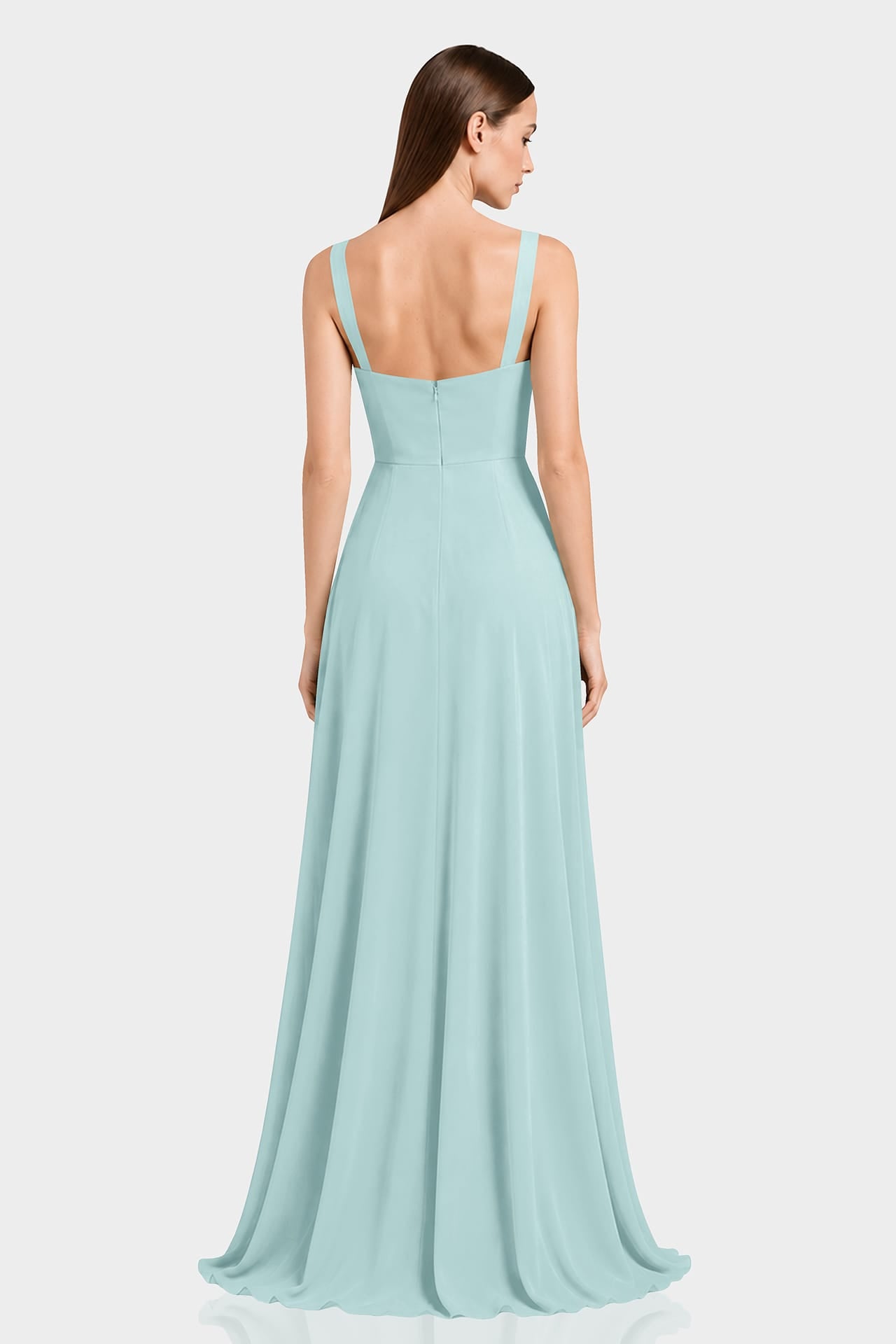 Aqua Green Sweetheart Neck Satin Maxi Dress
