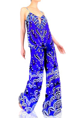 Annabella Butterfly-Print Wide Leg Pants