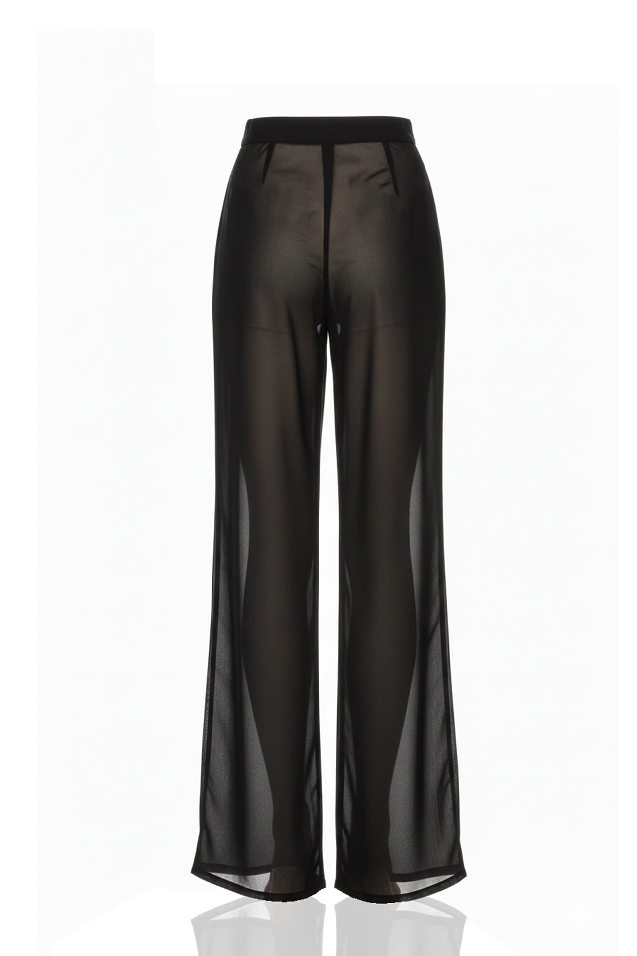 Black Sheer Chiffon Wide Leg Pants for Women