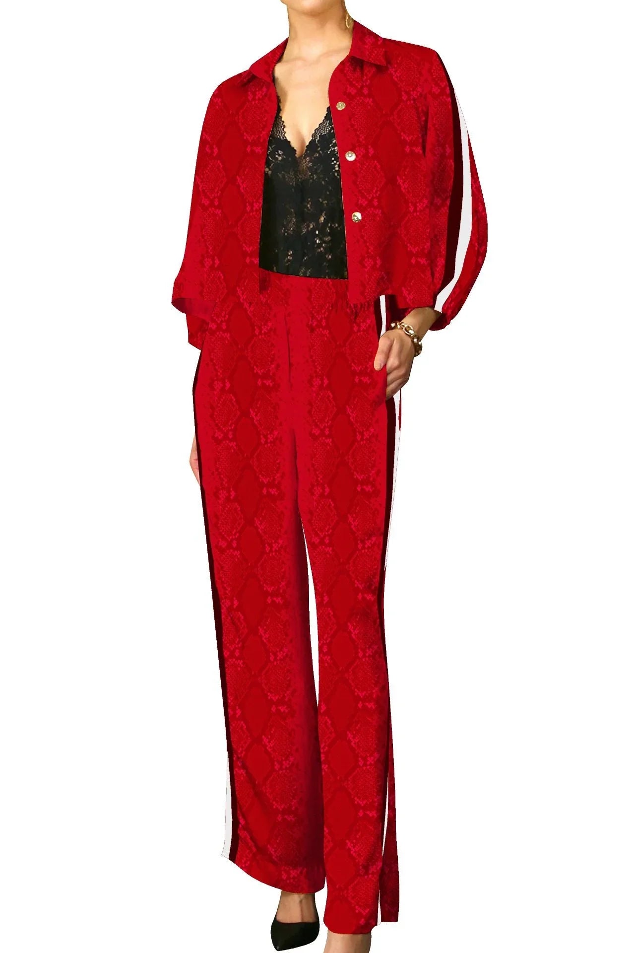 Biodegradable Fabrics Matching Suit Set in Blood Stone