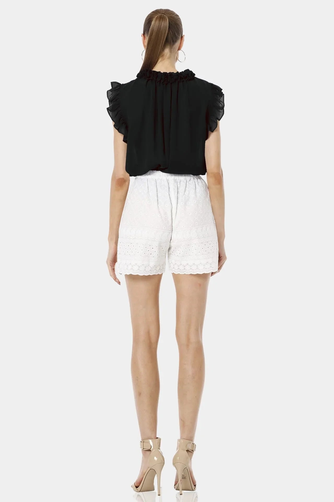 Aphrodite Black Long Sleeved Open Neck Top