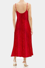 Blood Stone Camisole Midi Slip Dress Made In Vegan Silk