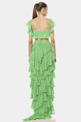 Almyra Mint Green Exotic Ruffle Skirt