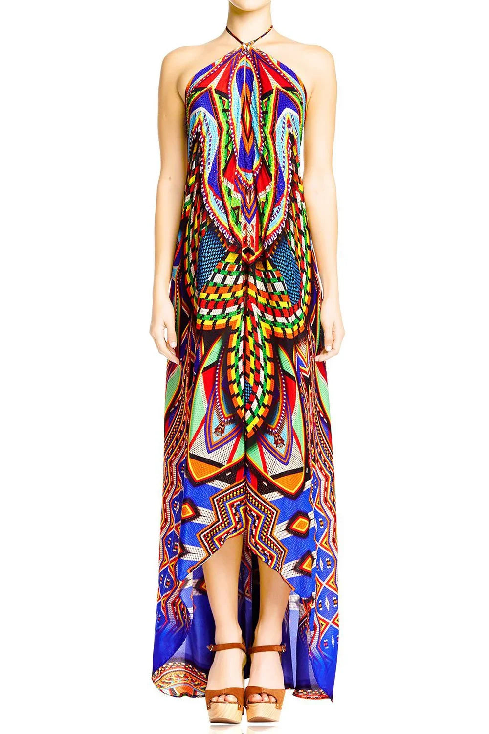 Blue Backless Maxi Dress