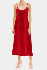 Blood Stone Camisole Midi Slip Dress Made In Vegan Silk