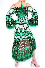 Annabella Butterfly-Print Handkerchief-Hem Hi-Low Dress