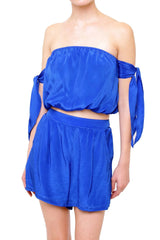 Azure Loose Fit Silk Shorts