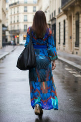 Blue nan Print Wrap Dress