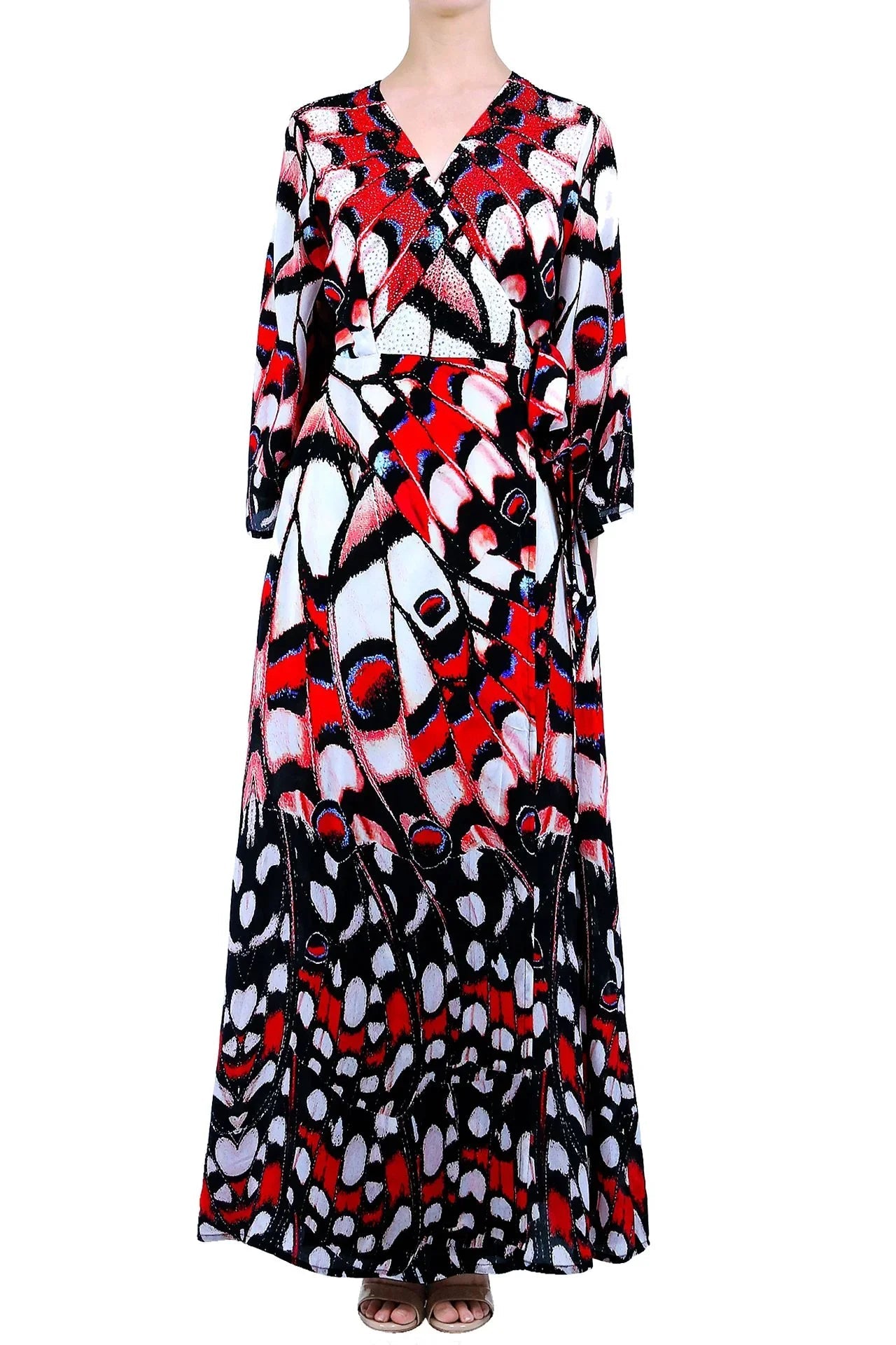 Annabella Print Designer Wrap Maxi Dress