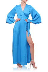 Azure Wrap Maxi Dress for Women
