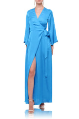 Azure Wrap Maxi Dress for Women