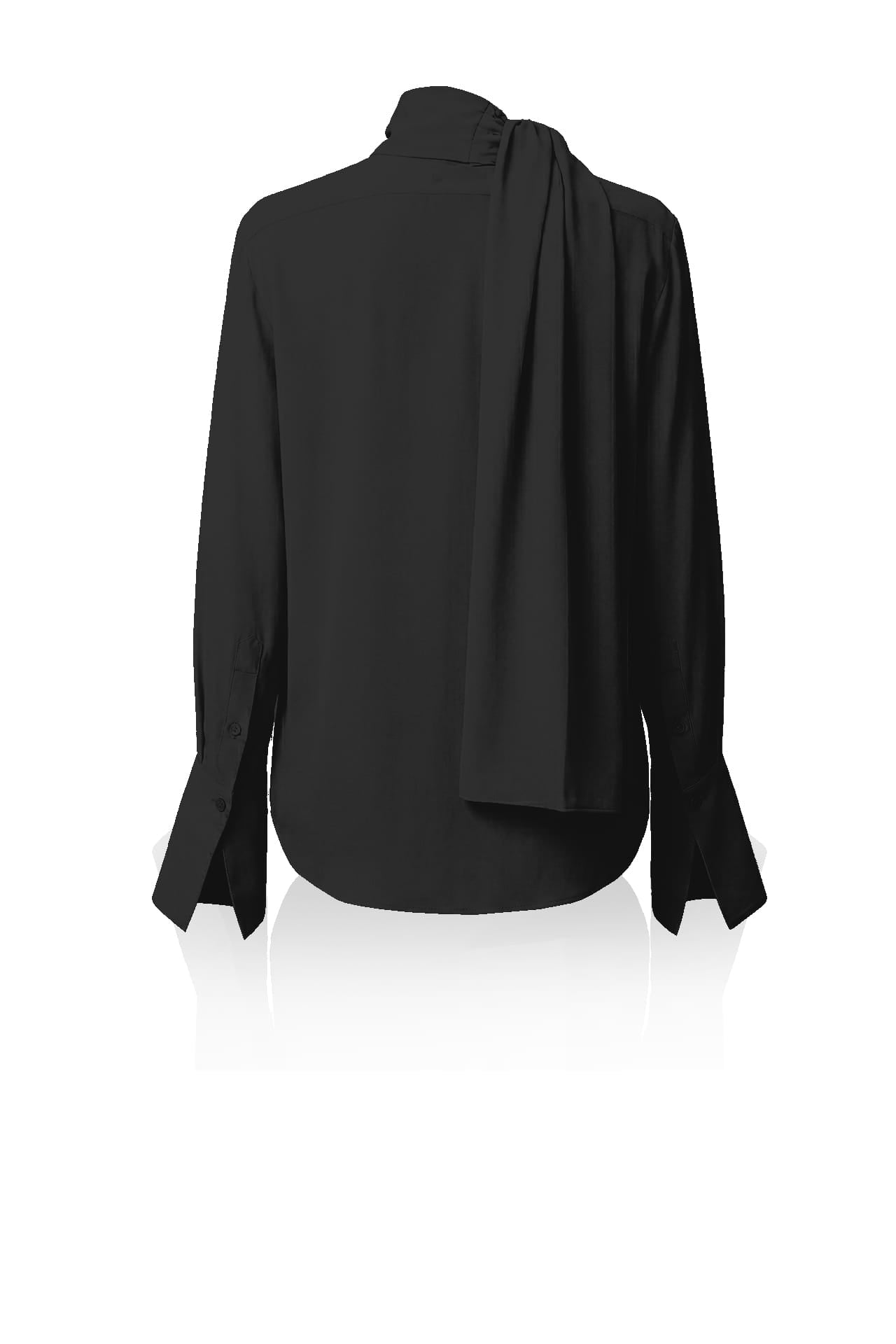 Black Scarf Tie Satin Blouse