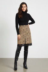 Animal Print Lace Trim Silk Mini Skirt