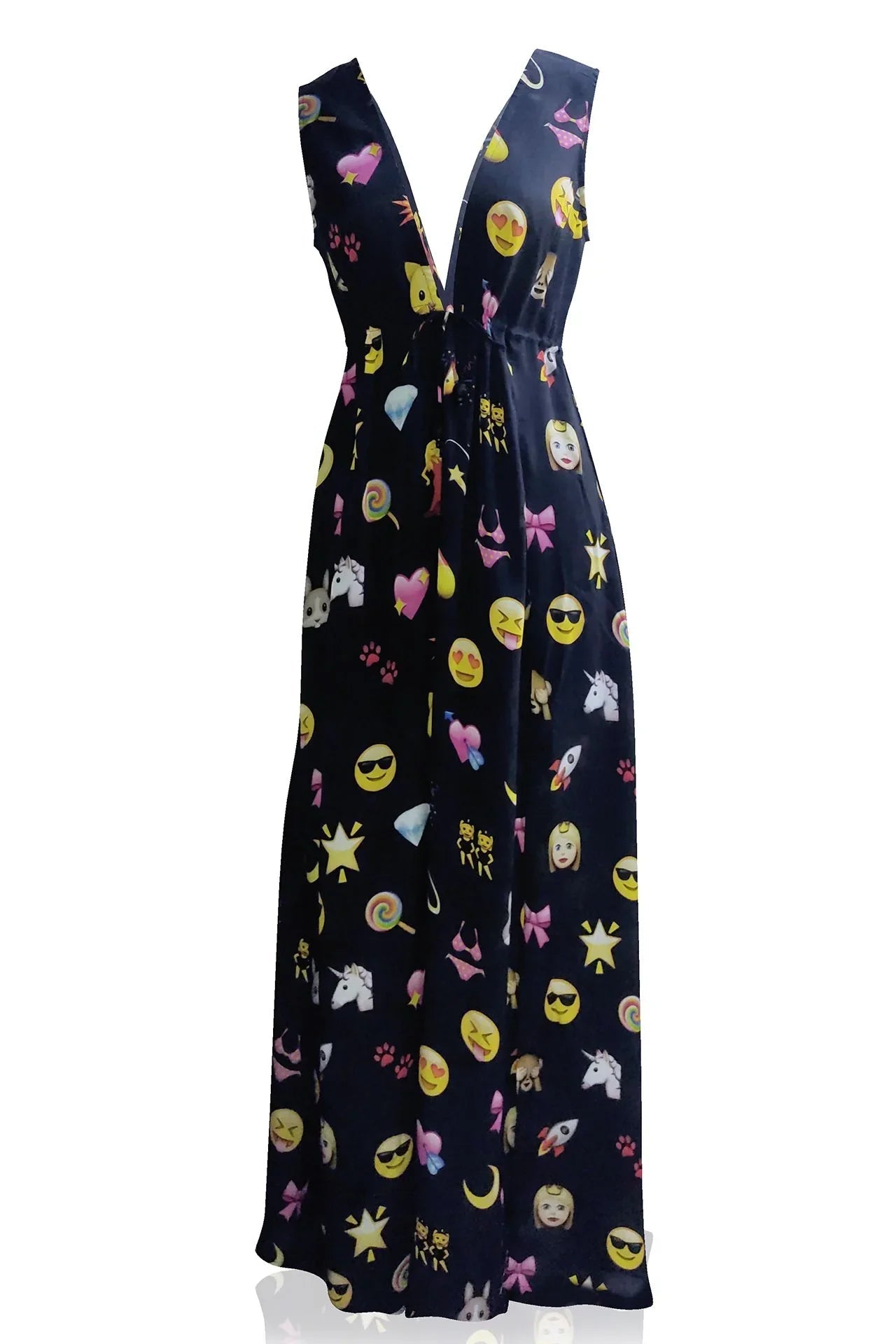 As Seen On Paris Hilton Emoji Print Black Maxi Dress