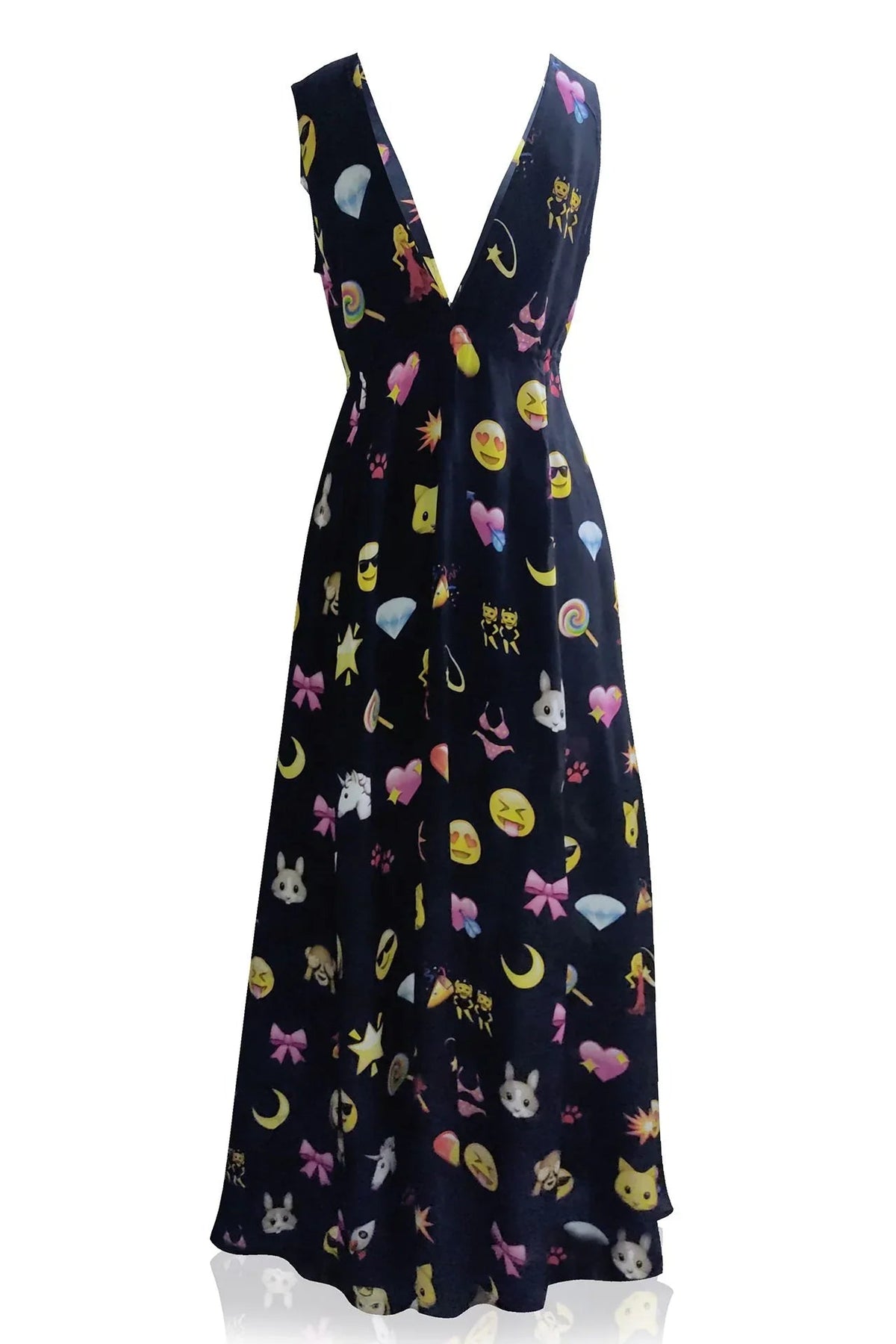 As Seen On Paris Hilton Emoji Print Black Maxi Dress