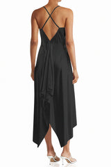 Black Asymmetrical Midi Dress